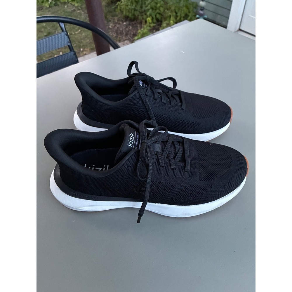 Kizik Knit Athens 2 Black White Hands Free Sneakers Shoes Womens 9